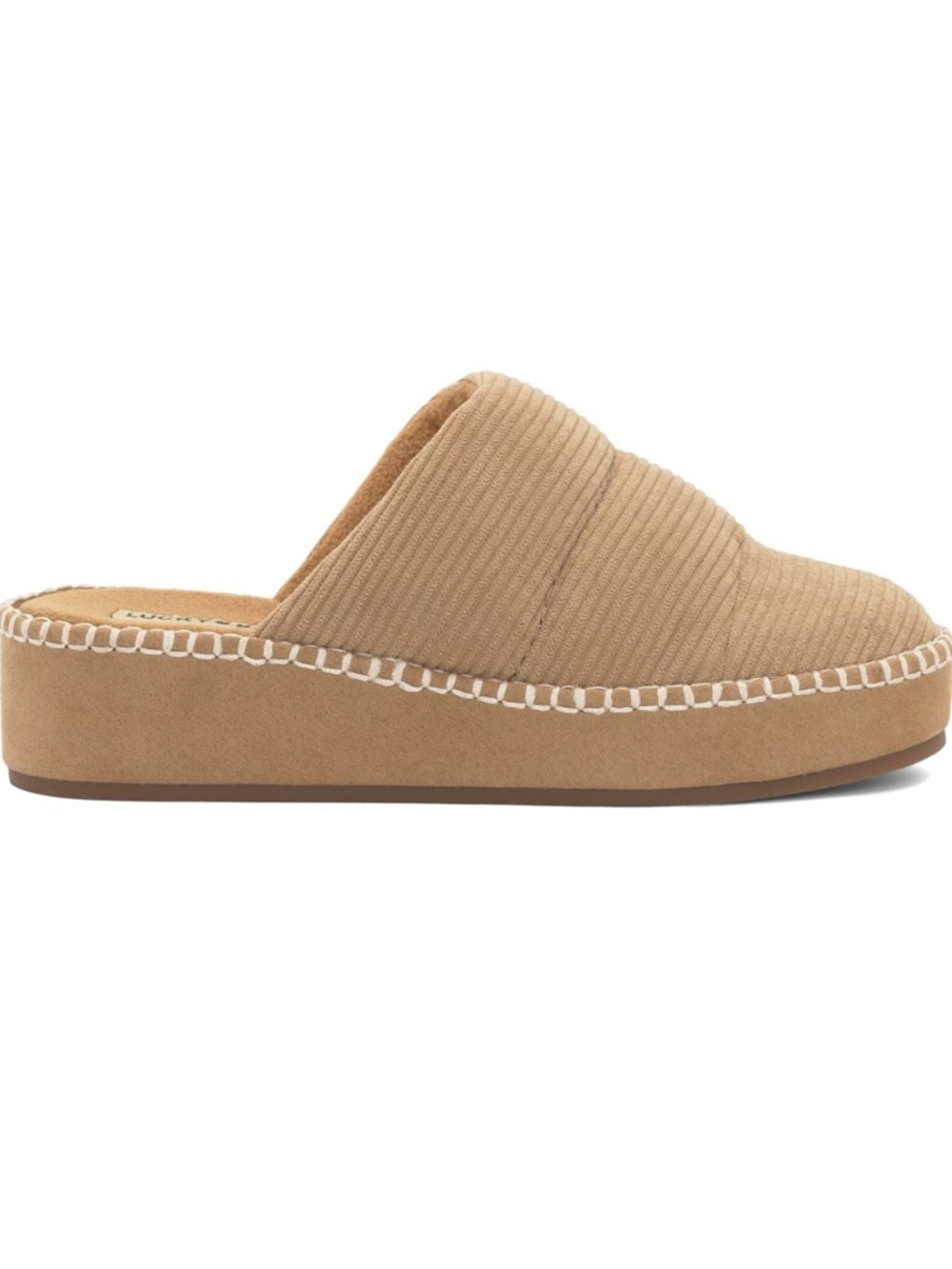 Lucky Brand Lisilly Corduroy Platform Slippers Tan Mule Size 11 Cozy - Picture 6 of 9